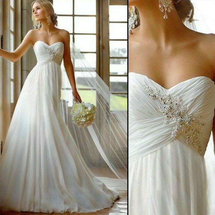 Mariage - White Ivory Chiffon Bridal Maternity Pregnant Wedding Dress Custom All Plus Size