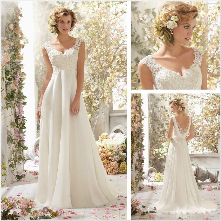 Mariage - New White/Ivory Chiffon Wedding Dress Bridal Gown Custom Size 2-4-6---18