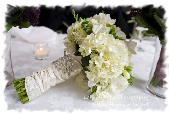 Wedding - Rhinestone Crystal Wedding Bouquet Wrap, Rhinestone Bouquet Cuff, Jeweled Bouquet Wrap, No. 1166BW, Wedding Party, Crystal Bouquet Wrap - New