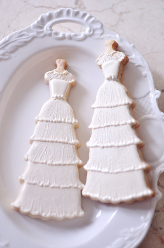Свадьба - Lace Bridal Gown Cookies- 10 pcs