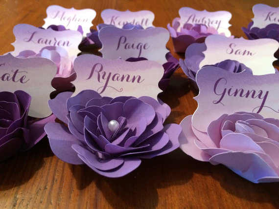 Hochzeit - Paper flower escort / place cards