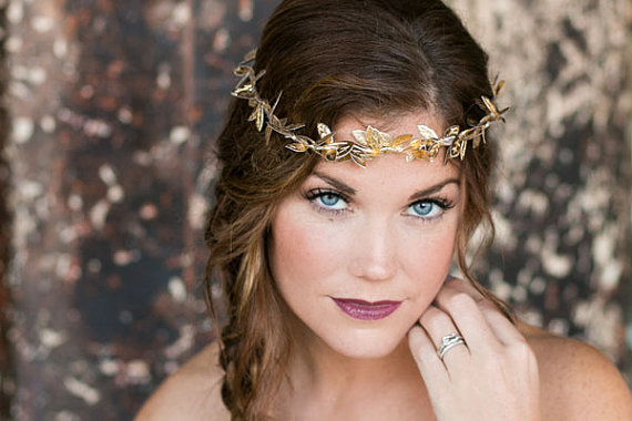 Mariage - Gold rhinestone headband, Gold floral diamond, flower wedding headband, Thin skinny - Style - New