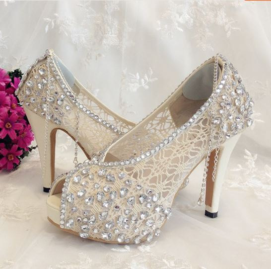 Wedding - Ivory Shoes Lace Bridal Shoes