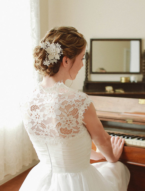 زفاف - Wedding lace hair embellished with shooting stars