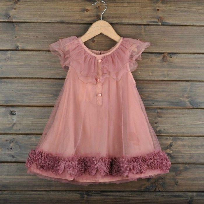 Mariage - Details About Girls Elegant Vintage Rosettes Dusty Pink Birthday Holiday Lace Party Dress 2-7Y