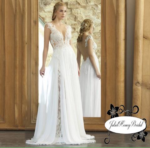 Boho Wedding Dress Wedding Dress Open Back Dress White Lace