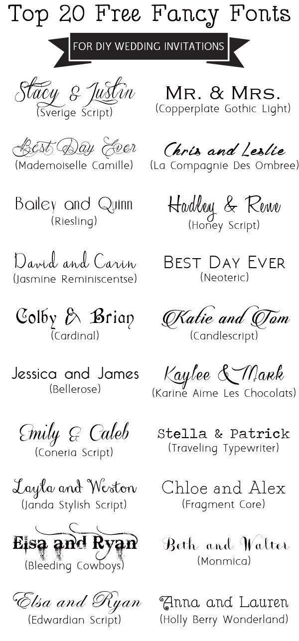 Hochzeit - Top 20 Free Fancy Fonts For DIY Wedding Invitations