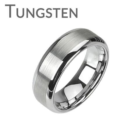 زفاف - Silver Spark - Unique Elegant Work Brushed Tungsten Carbide Comfort Fit Ring