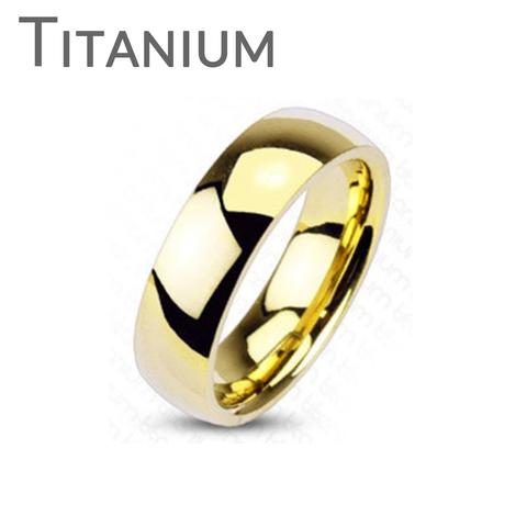 زفاف - Golden Tradition - Classic Gold Wedding Band Style Light Weight Titanium Ring