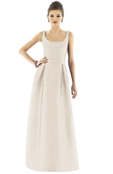 Mariage - Alfred Sung Scoop Neck Dupioni Full Length Dress 
