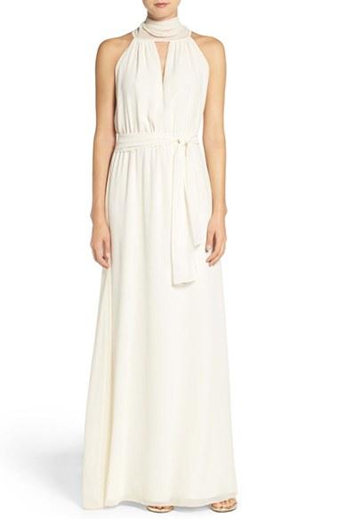 Mariage - Ceremony by Joanna August 'Riggs' Halter V-Neck Chiffon Gown 