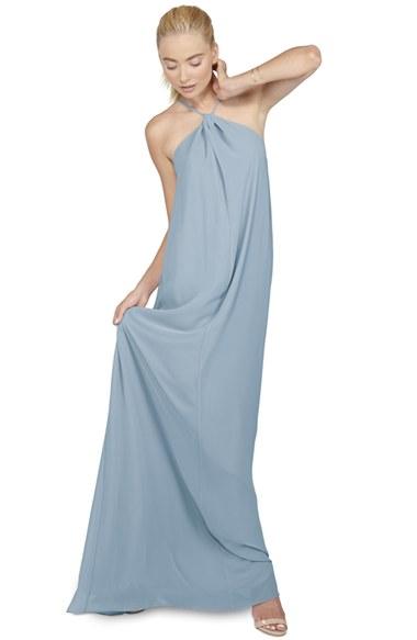 Mariage - Ceremony by Joanna August 'Casey' Twist Neck Chiffon A-Line Gown 