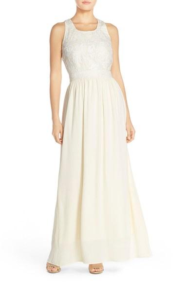 Mariage - Paper Crown by Lauren Conrad 'Princeton' Lace Bodice Crepe Gown 