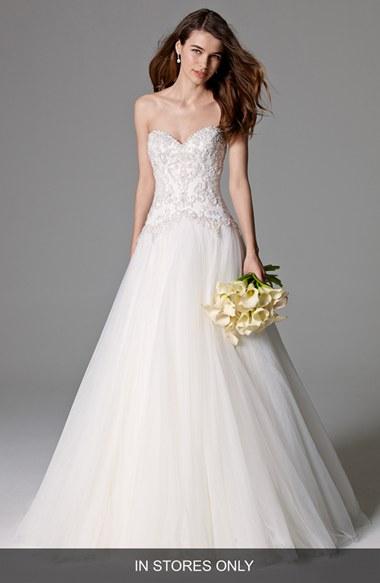 Hochzeit - Watters 'Willamina' Beaded Bodice Tulle Ballgown (In Stores Only) 