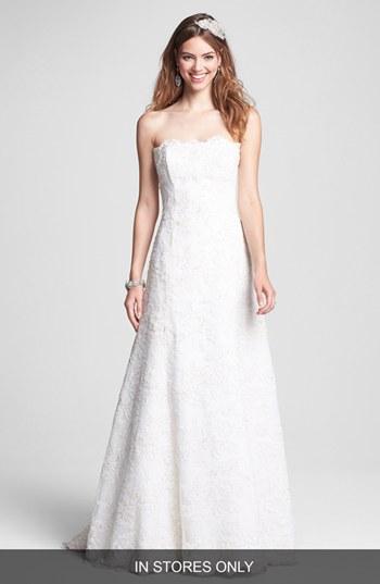 زفاف - BLISS Monique Lhuillier Strapless Beaded Lace Wedding Dress (In Stores Only) 