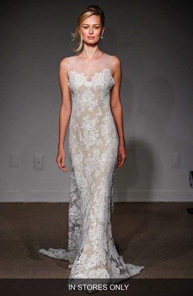زفاف - Anna Maier Couture 'Lola' Illusion Neck Sleeveless Lace Column Gown (In Store Only) 