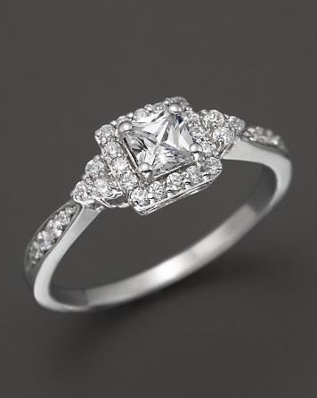 Hochzeit - Bloomingdale&#039;s Diamond Engagement Ring in 14K White Gold, .65 ct. t.w. - 0.40 ct. Center Stone