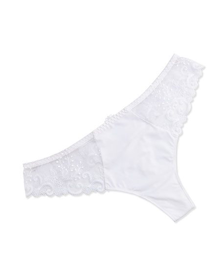 Wedding - Delice Lace Mesh Thong, White