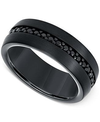 Hochzeit - Macy&#039;s Men&#039;s Sapphire 8mm Band (9/10 ct. t.w.) in Black Tungsten Carbide