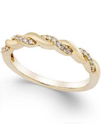 Hochzeit - Macy&#039;s Diamond Twisted Band (1/8 ct. t.w.) in 14K Yellow, White or Rose Gold
