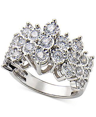 Hochzeit - Diamond Cluster Ring in Sterling Silver (1 ct. t.w.)