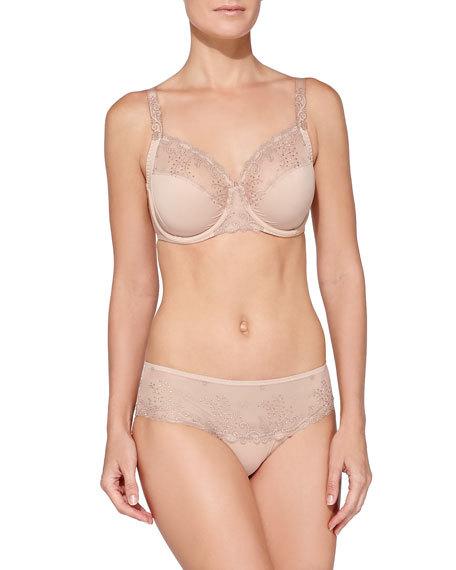 Wedding - Delice Floral-Embroidered Full Cup Bra, Nude