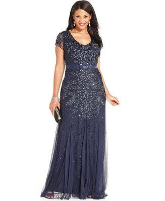 Wedding - Adrianna Papell Adrianna Papell Plus Size Embellished Gown