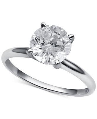 Wedding - Macy&#039;s Diamond Solitaire Engagement Ring (2 ct. t.w.) in 14k White Gold