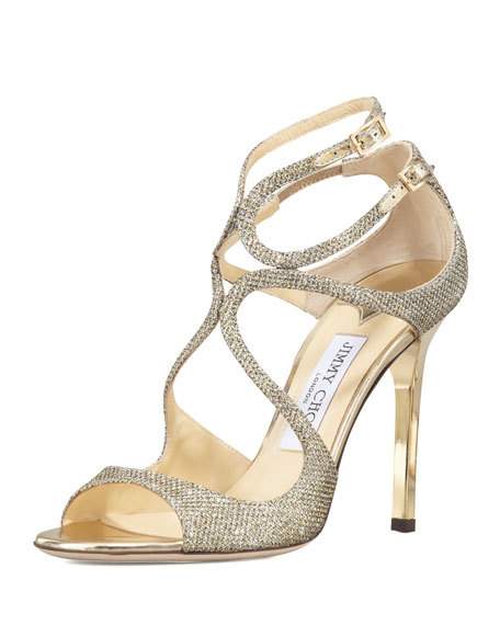Mariage - Lang Glittered Strappy Sandal, Light Bronze