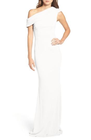 Mariage - Katie May Pleat One-Shoulder Crepe Gown