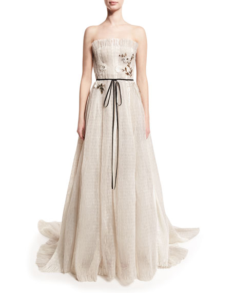 Hochzeit - Seersucker Organza Strapless Gown, Silk White