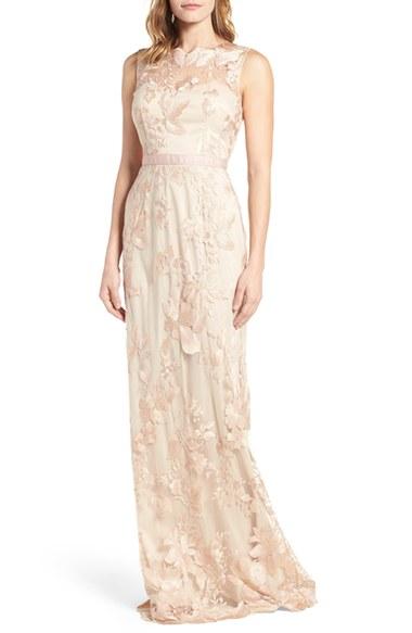 Hochzeit - Adrianna Papell Sleeveless Embroidered Tulle Gown