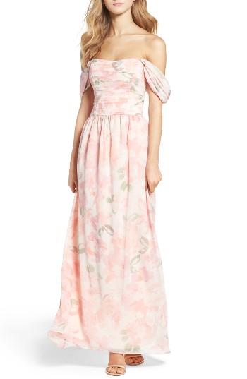 Mariage - Plum Pretty Sugar Convertible Floral Off the Shoulder Gown