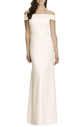 Hochzeit - Dessy Collection Off the Shoulder Crepe Gown 