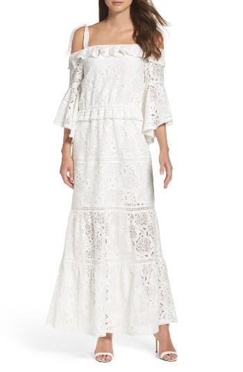 Mariage - Foxiedox Lace Bell Sleeve Off the Shoulder Gown