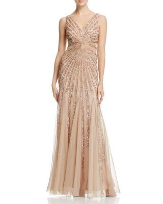 Mariage - Adrianna Papell Sleeveless V-Neck Embellished Gown