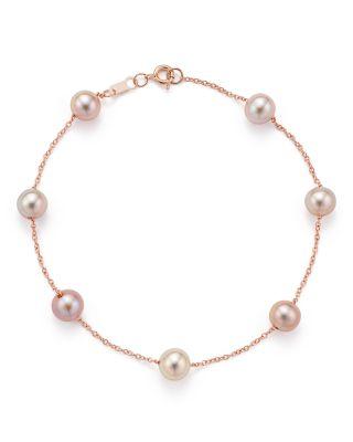 Hochzeit - Bloomingdale&#039;s Cultured Pink Freshwater Pearl Tin Cup Bracelet in 14K Rose Gold, 5.5mm &nbsp;- 100% Exclusive