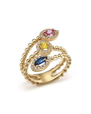 زفاف - Bloomingdale&#039;s Multi Sapphire and Diamond Beaded Coil Ring in 14K Yellow Gold&nbsp;- 100% Exclusive