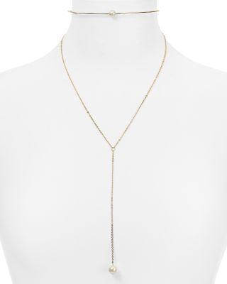 Hochzeit - AQUA Gigi Simulated Pearl Lariat Collar Necklace, 13.5&#034; - 100% Exclusive