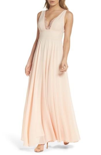 زفاف - Lulus Lace Trim Chiffon Maxi Dress 