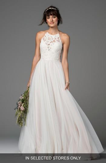 Hochzeit - Willowby Esperance Lace & Net Halter Gown (In Stores Only) 