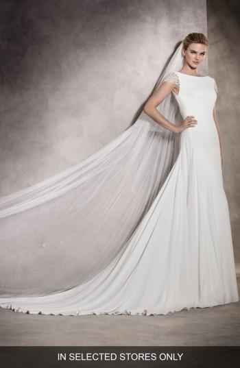 زفاف - Pronovias Ana Embellished Cap Sleeve A-Line Gown (In Selected Stores Only) 