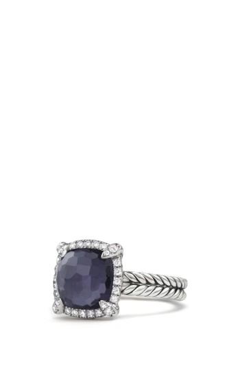 زفاف - David Yurman Chatelaine Pavé Bezel Ring with Black Orchid & Diamonds, 9mm 