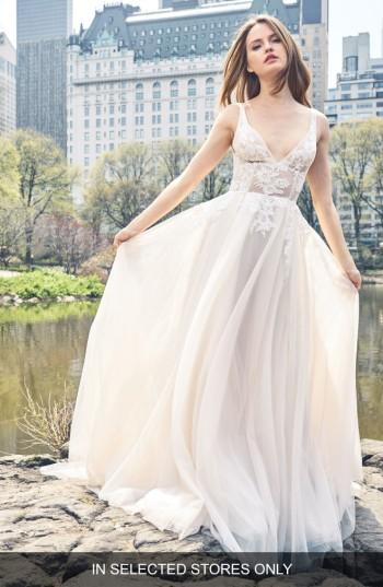 زفاف - BLISS Monique Lhuillier Lace Appliqué A-Line Gown 