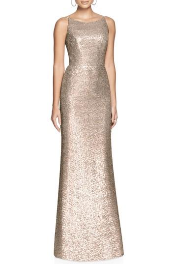 Wedding - Dessy Collection Bateau Neck Sequin Gown 
