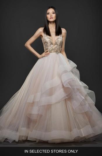 Hochzeit - Lazaro Embellished Layered Organza Ballgown 