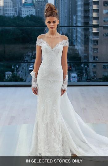 Mariage - Ines di Santo Gramercy Off the Shoulder Silk Lace Sheath Gown 