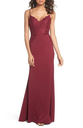 Mariage - Hayley Paige Occasions Lace & Crepe Trumpet Gown 