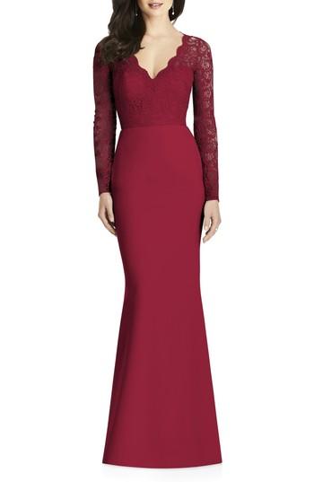Wedding - Dessy Collection Lace & Crepe Trumpet Gown 