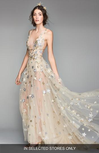 Mariage - Willowby Orion Tulle & Charmeuse Plunging A-Line Gown 